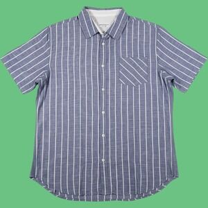 Paperdenim&cloth Shirt Mens XL Blue 100% Cotton Button-Up Short Sleeve NEW